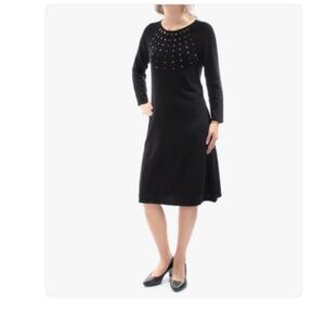 NEW Nine West 3/4 Sleeve Shift Sweater Dress W/ Stud Details Small  S